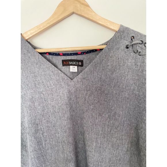KOI Basics Andi Scrub Top Heather Gray Plus Size 3X New with tag D147 - Picture 5 of 13